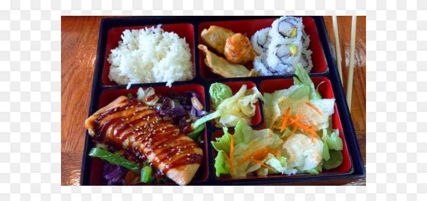 601x335 Salmon Teriyaki Bento Box Japanese Bento Salmon Teriyaki, Lunch, Meal, Food HD PNG Download