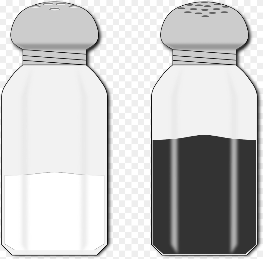 1920x1891 Salt And Pepper Black And White Clipart, Bottle, Cylinder, Shaker, Water Bottle Sticker PNG