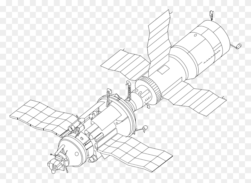 779x553 Salyut 7 And Cosmos 1686 Drawing Salyut, Nave Espacial, Aeronave, Vehículo Hd Png