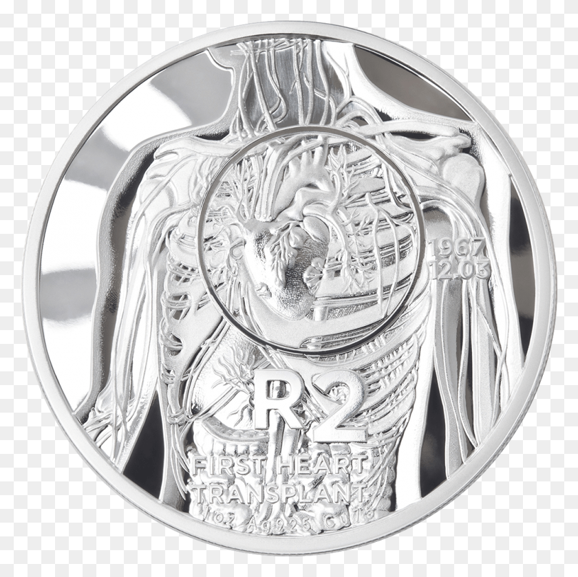 1000x1000 Sam Heart R2 Crown Rev 50th Anniversary Of Heart Transplant, Buckle, Coin, Money HD PNG Download