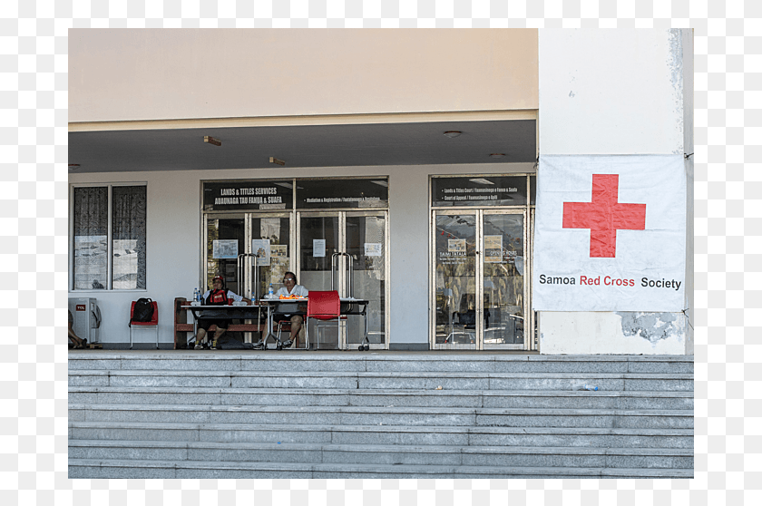 691x498 Samoa Red Cross Triage Centre Set Up Outside The Court Cross, Logo, Symbol, Trademark HD PNG Download