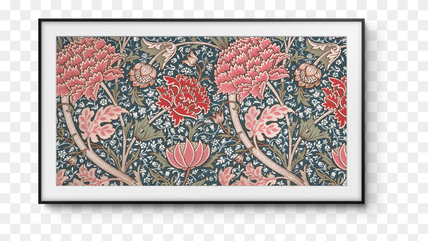692x414 Samsung Frame Tv Cray Furnishing Fabric William Morris, Rug, Floral Design, Pattern HD PNG Download