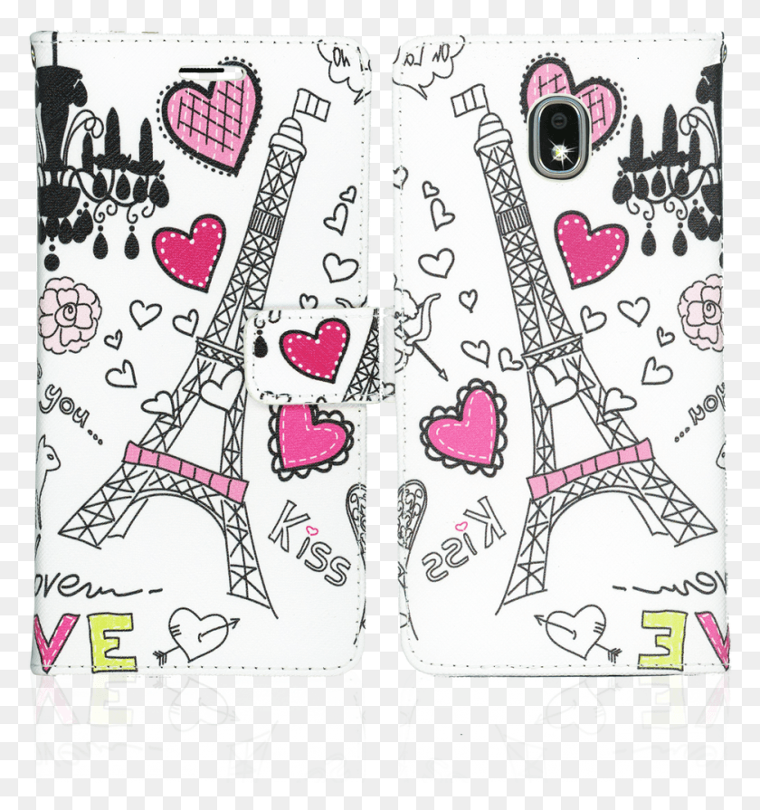 937x1004 Samsung Galaxy J7 Starrefine Professional Wallet Love Paris Designs, Doodle HD PNG Download