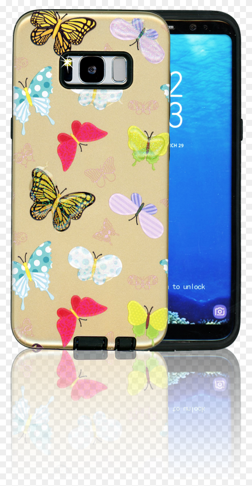 1023x2049 Descargar Png Samsung Galaxy S8 Mm 3D Butterfly, Teléfono Móvil, Electrónica Hd Png