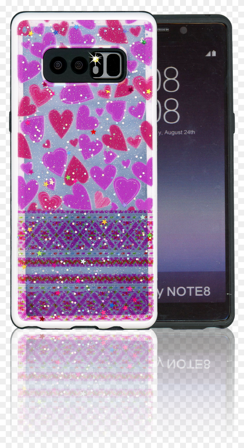 1068x2024 Descargar Png Samsung Note 8 Mm 3D Corazones Púrpura Hd Png