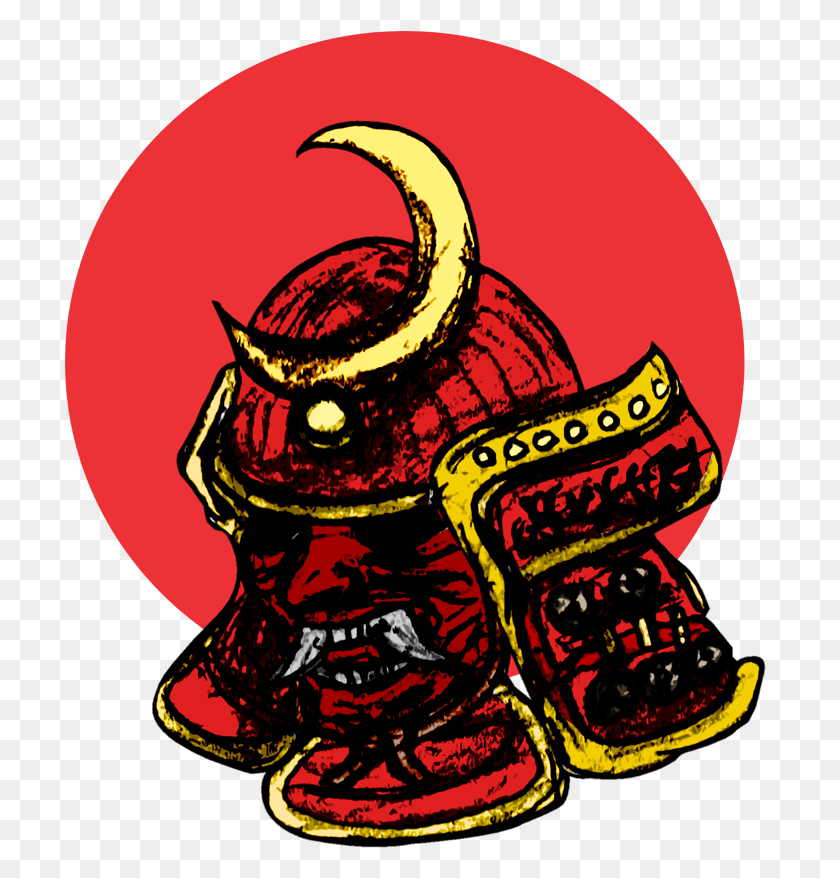 712x818 Самурайский Шлем Redmoon От Fixedthor Cartoon, Label, Text, Doodle Hd Png Download