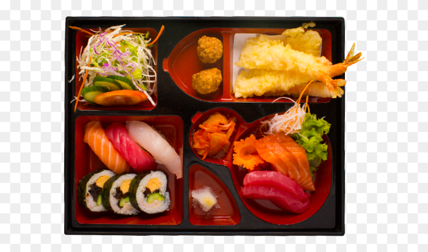 591x436 Samurai Special Bento Box California Roll, Food, Plant, Produce HD PNG Download
