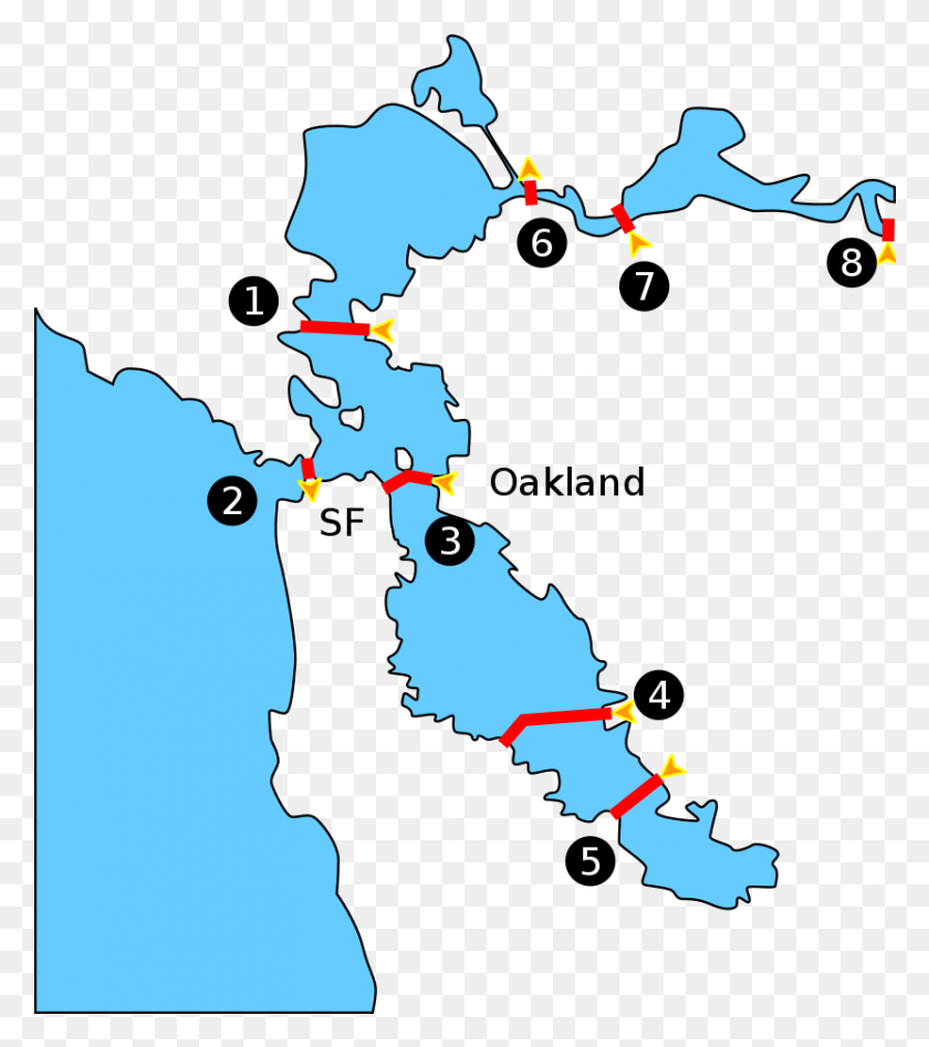 833x948 Сан-Франциско Мосты Через Залив Сан-Франциско, Участок, Карта, Диаграмма Hd Png Скачать