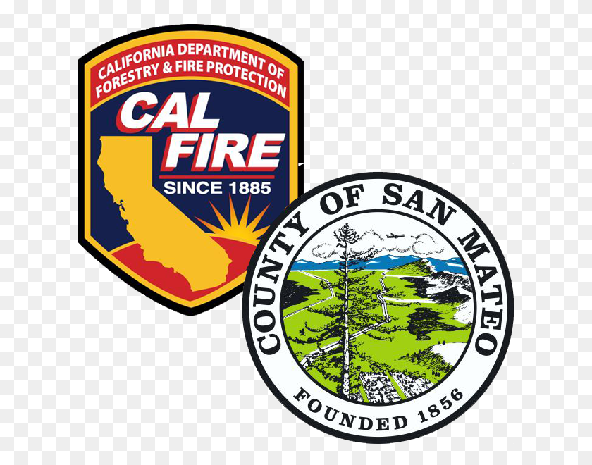 621x600 El Condado De San Mateo Y Cal Fire Duel Logo Cal Fire Logo, Etiqueta, Texto, Símbolo Hd Png