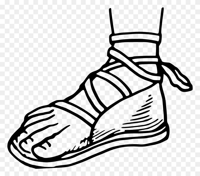 1003x874 Sandal 2 Old Sandals Drawing, Gray, World Of Warcraft HD PNG Download