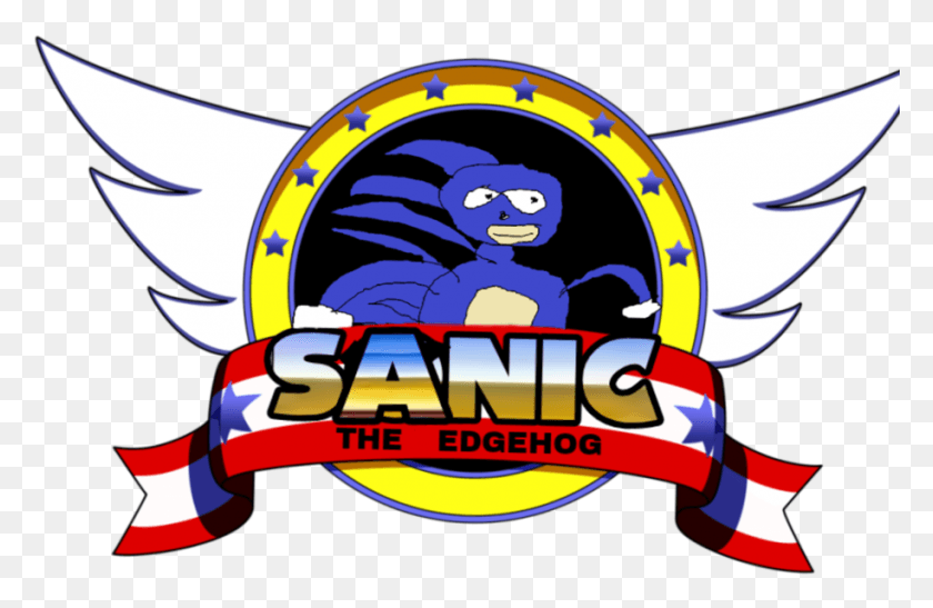 914x571 Descargar Png Sanic Sticker Sonic Título Emblema, Texto, Cartel, Publicidad Hd Png