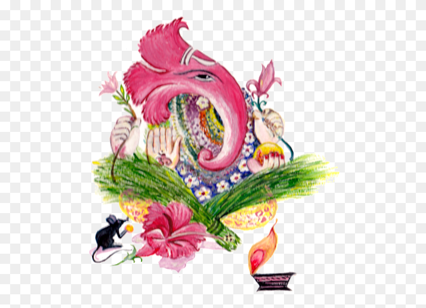 501x547 Descargar Png Sankatahara Chaturthi Ilustración, Gráficos, Diseño Floral Hd Png