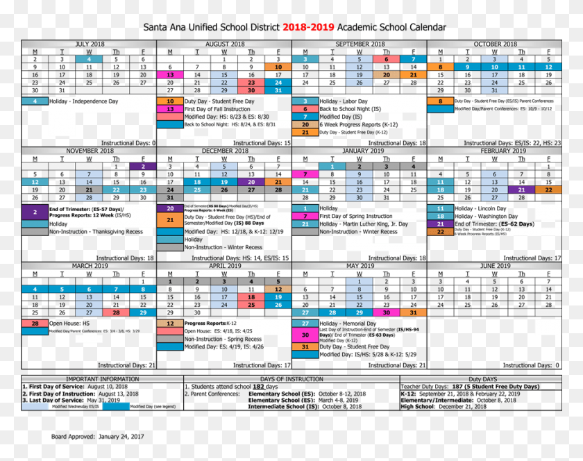 930x721 Santa Ana School District Calendar 2018, Text, Word, Monitor HD PNG Download