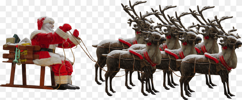 4169x1725 Santa Claus And 6 Reindeer Santa Claus PNG