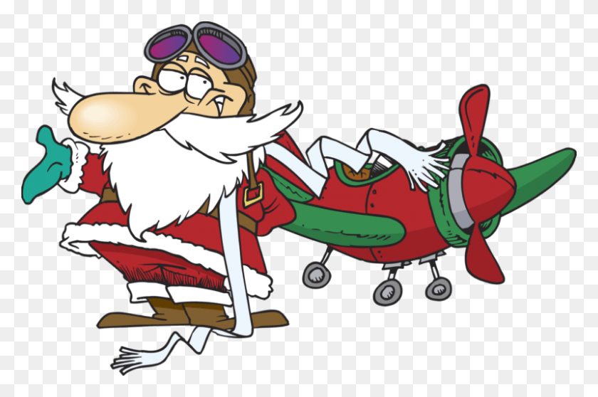 800x511 Santa Claus Is Coming By Plane Clipart Santa Claus Airplane, Person, Human HD PNG Download
