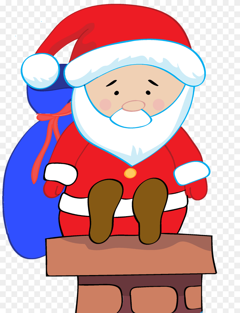 1471x1920 Santa Claus On A Chimney Clipart, Elf, Winter, Snowman, Snow PNG