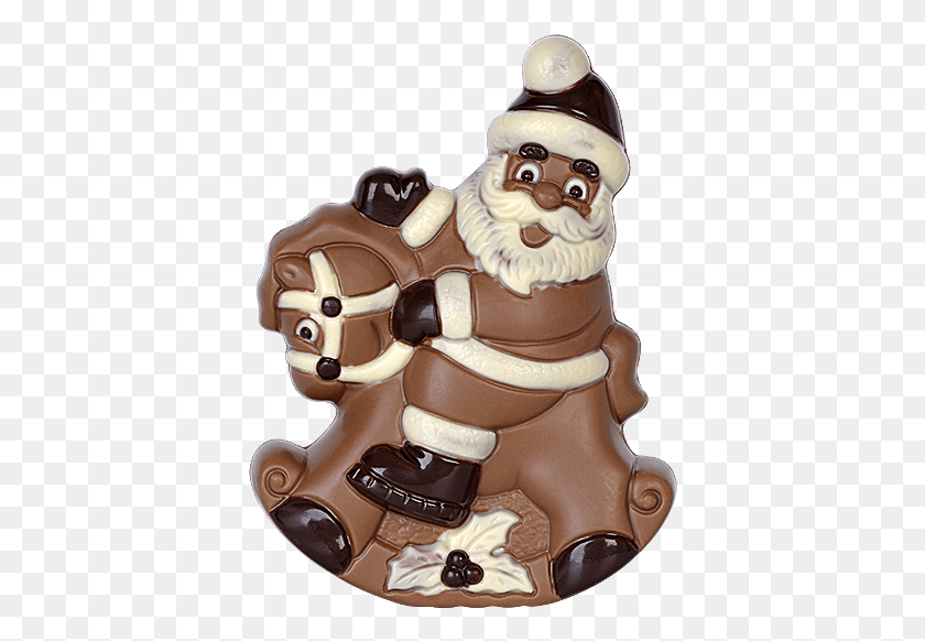 390x522 Santa Claus On Rocking Horse Figurine, Dessert, Food, Chocolate HD PNG Download