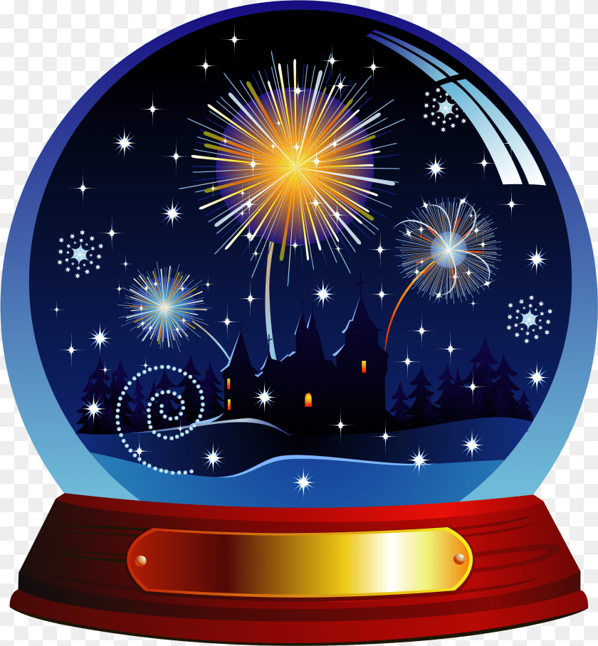 2333x2522 Santa Claus Snow Globe Clip Art Snow Globe Happy New Year Clipart, Lighting, Fireworks, Outdoors, Night Transparent PNG