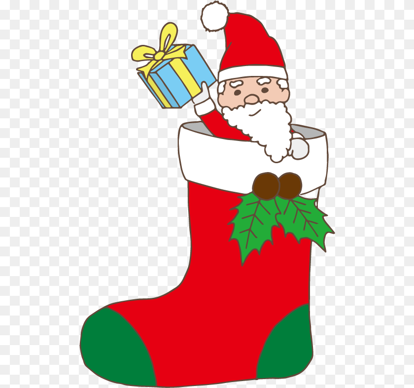 520x787 Santa Claus Stealing A Present Christmas Stocking, Gift, Festival, Christmas Decorations, Hosiery Sticker PNG