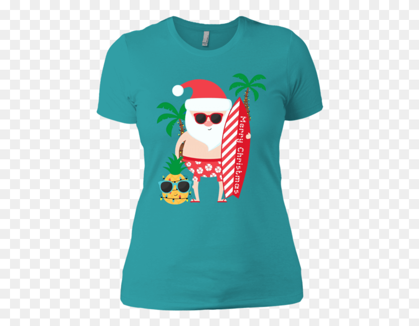 458x595 Санта-Клаус Серфинг Гавайская Рубашка Летняя Рождественская Рубашка, Одежда, Одежда, Футболка Png Скачать