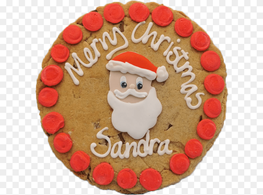 619x622 Santa Giant Chocolate Chip Cookie Happy, Birthday Cake, Cake, Cream, Dessert Sticker PNG