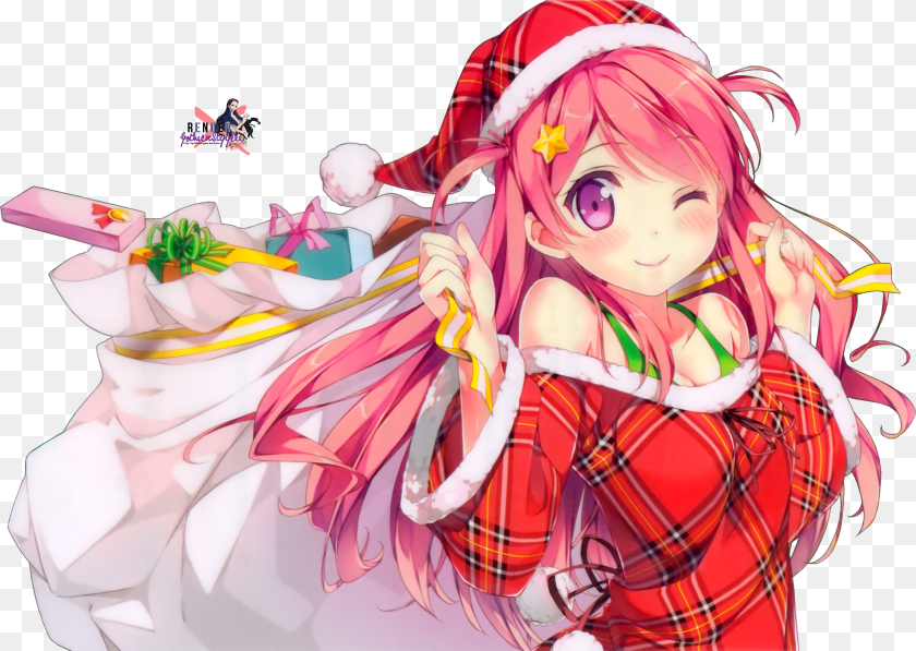 3305x2347 Santa Girl Hd Wallpaper Anime Girl With Santa Hat Transparent PNG