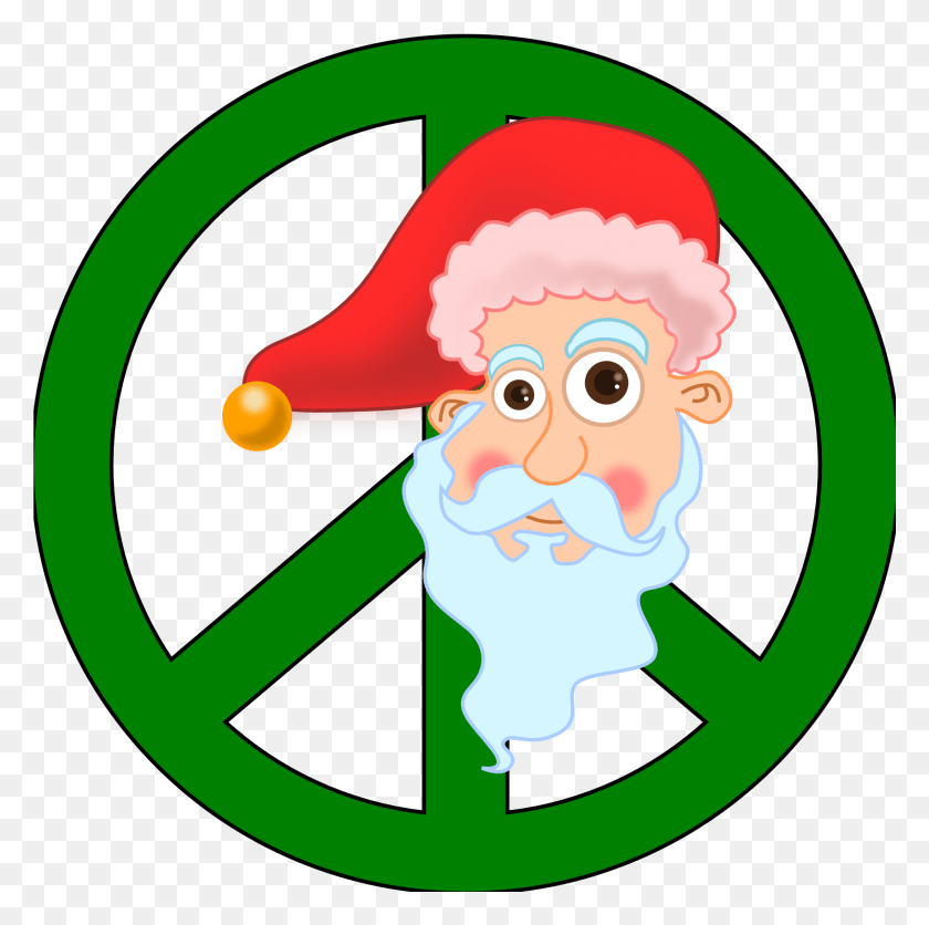 1980x1970 Santa Head Christmas Xmas Peace Symbol Sign Coloring Blue Peace Sign, Face, Symbol, Logo HD PNG Download