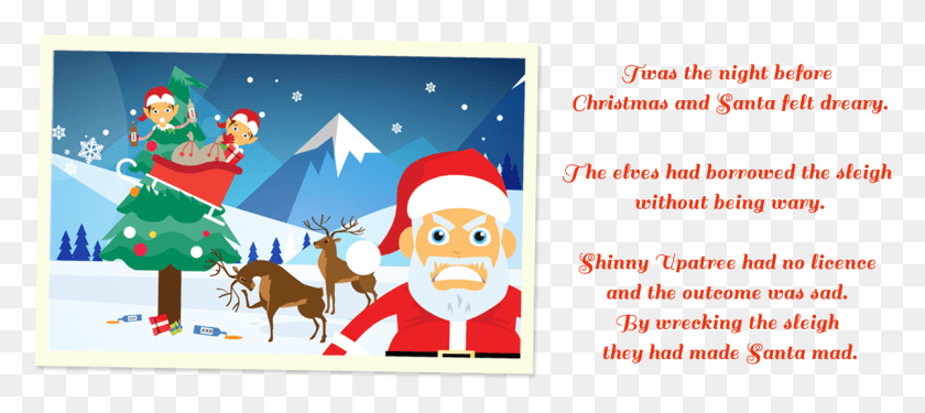 1199x485 Santa In The Snow Cartoon, Deer, Wildlife, Mammal HD PNG Download