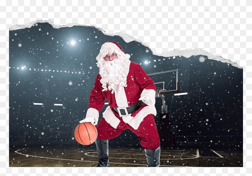 845x572 Санта-Клаус Играет В Баскетбол Санта-Клаус, Человек, Человек, Одежда Hd Png Скачать