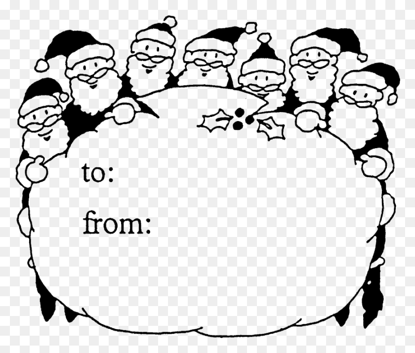 863x725 Santa Present Tag Rubber Stamp Cartoon, Gray, World Of Warcraft HD PNG Download