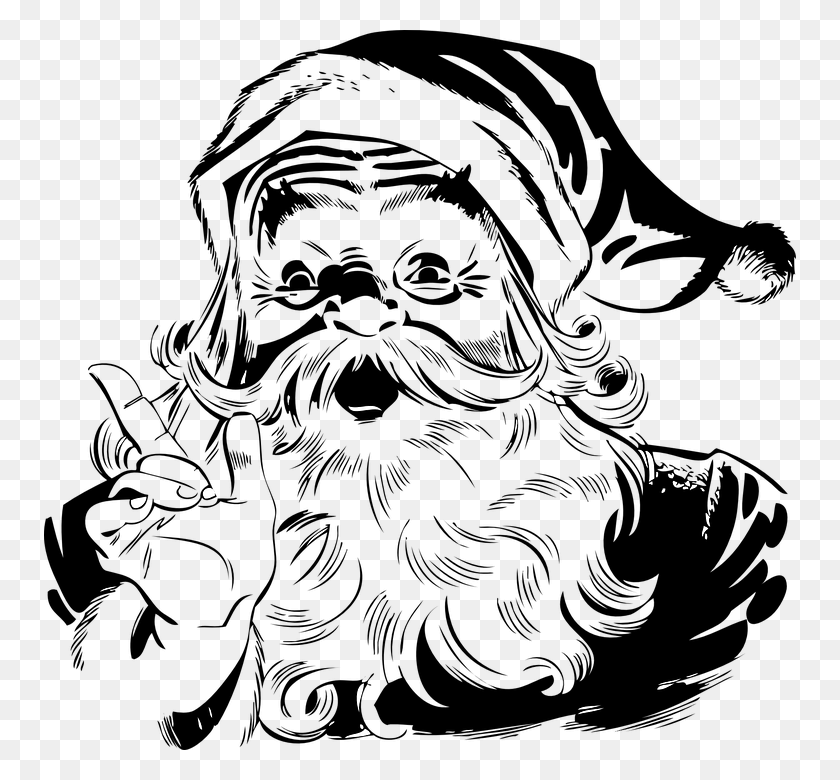 752x720 Santa Santa Claus Santa Clause Saint Nicholas Santa Black And White, Astronomy, Outdoors, Outer Space HD PNG Download