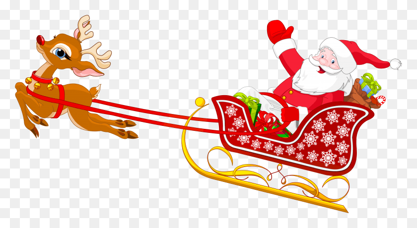 6174x3174 Santa Sleigh Clipart, Label, Text, Person HD PNG Download