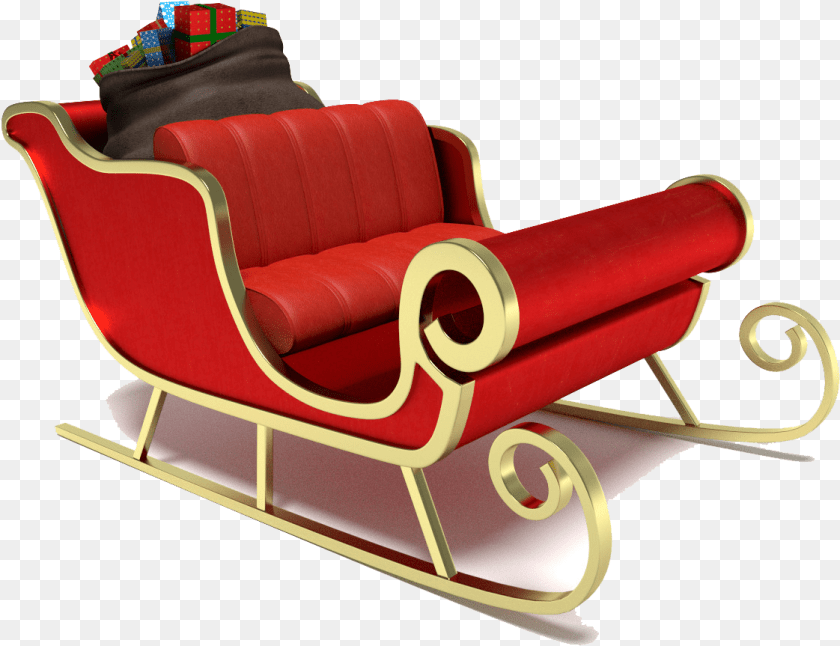 1122x863 Santa Sleigh Sleigh Santa, Furniture, Chair, Armchair Transparent PNG