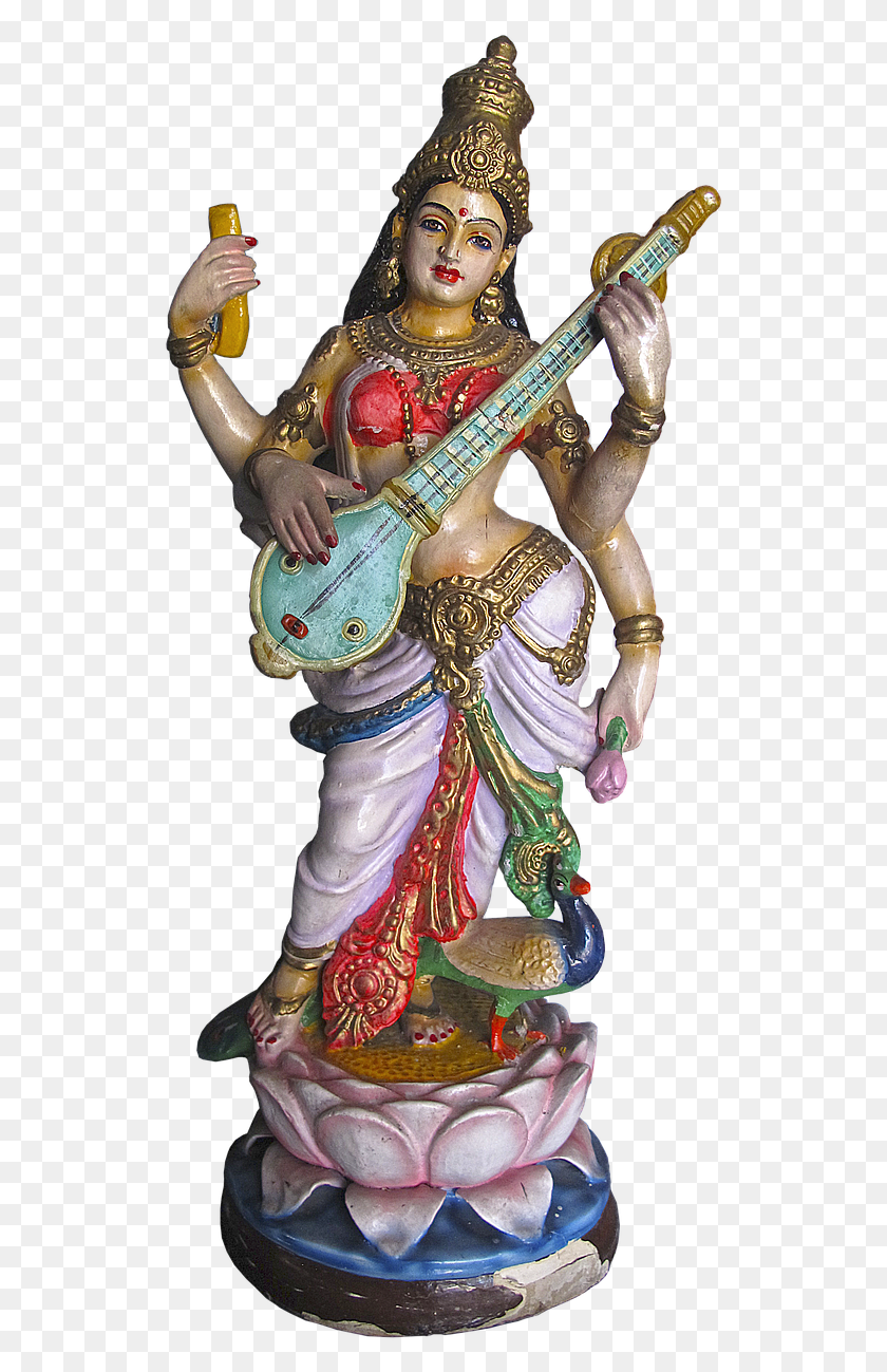 531x1239 Saraswati Puja Maa Saraswati Image, Figurine, Leisure Activities, Guitar HD PNG Download