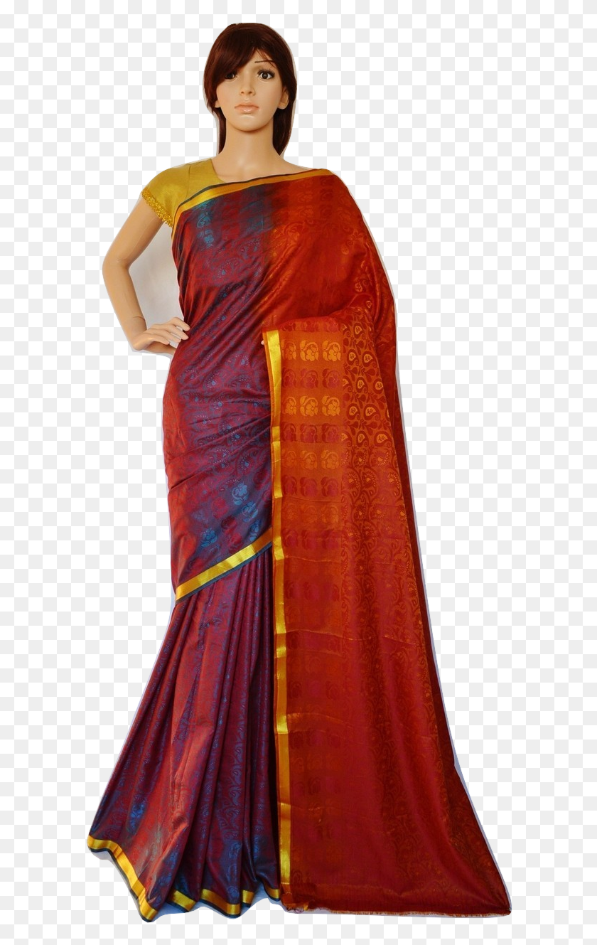 602x1269 Saree Silk Sari, Clothing, Apparel, Female HD PNG Download