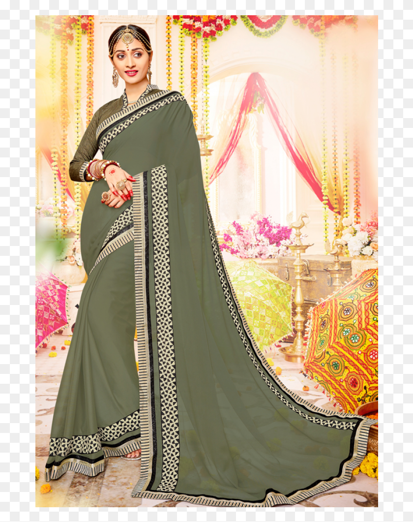 698x1001 Sari, Clothing, Apparel, Robe HD PNG Download