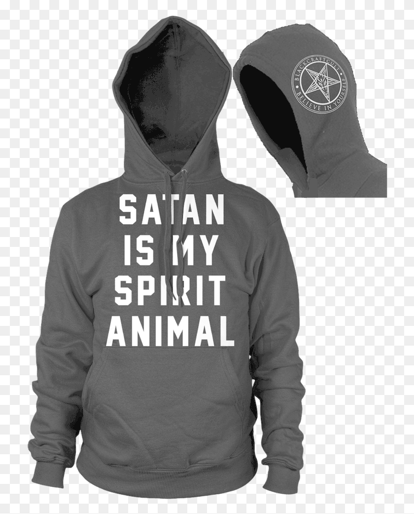 732x981 Satan Is My Spirit Animal Hoodie, Clothing, Apparel, Sweatshirt HD PNG Download