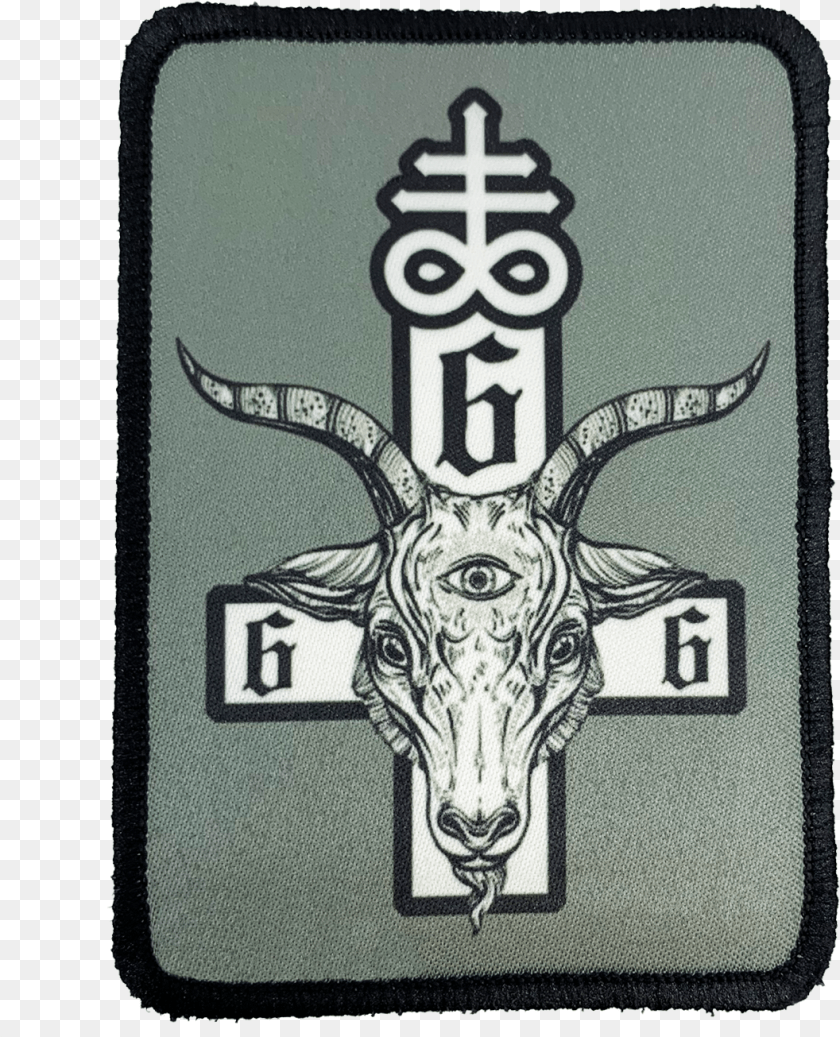 Satanic Cross Iron On Patch Emblem, Symbol, Logo, Animal, Antelope PNG