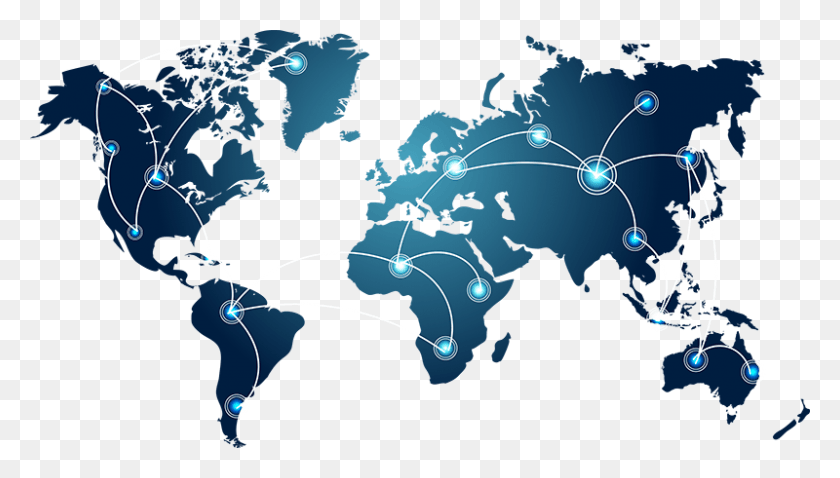 800x429 Satellite And Terrestrial Networks Red World Map Vector, Graphics, Network HD PNG Download