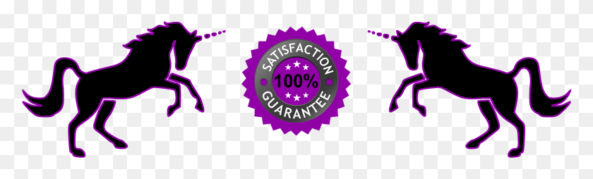 2166x539 Satisfaction Guarantee Blue Unicorns, Label, Text, Sticker HD PNG Download