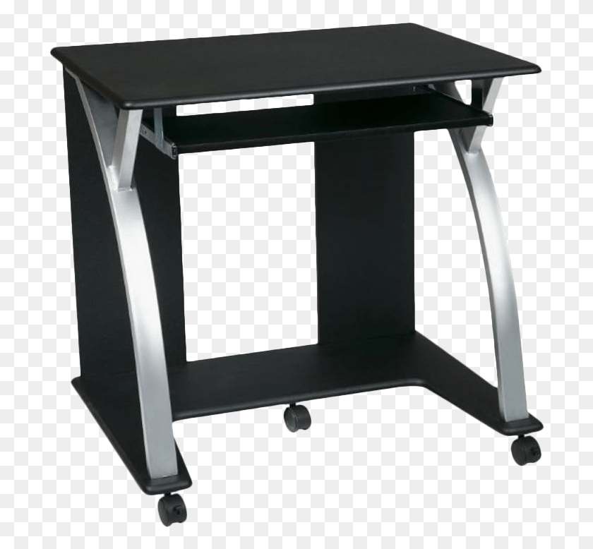 702x718 Saturn Computer Desk Black Pvc Veneer In Black W Silver Desk, Furniture, Table, Bar Stool HD PNG Download