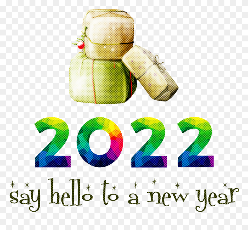 2999x2764 Say Hello To New Year 2022, Green, Text, Bag HD PNG Download