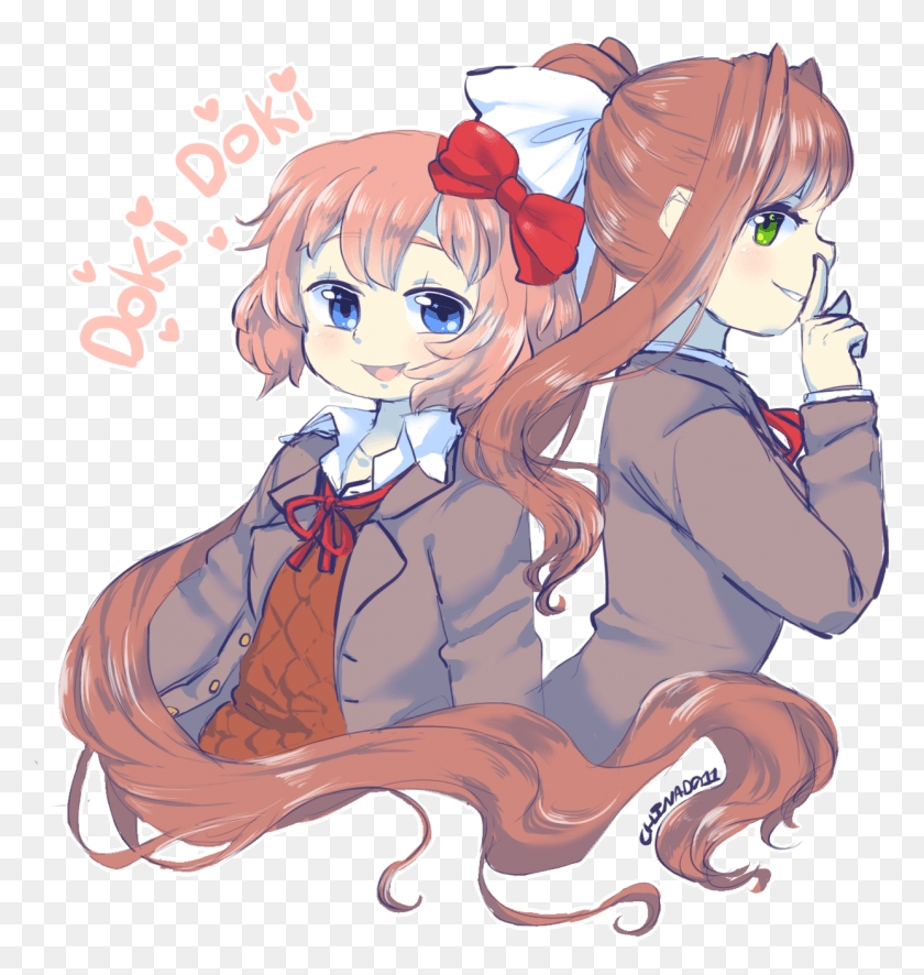 1241x1315 Sayori And Monika By, Comics, Book, Manga HD PNG Download