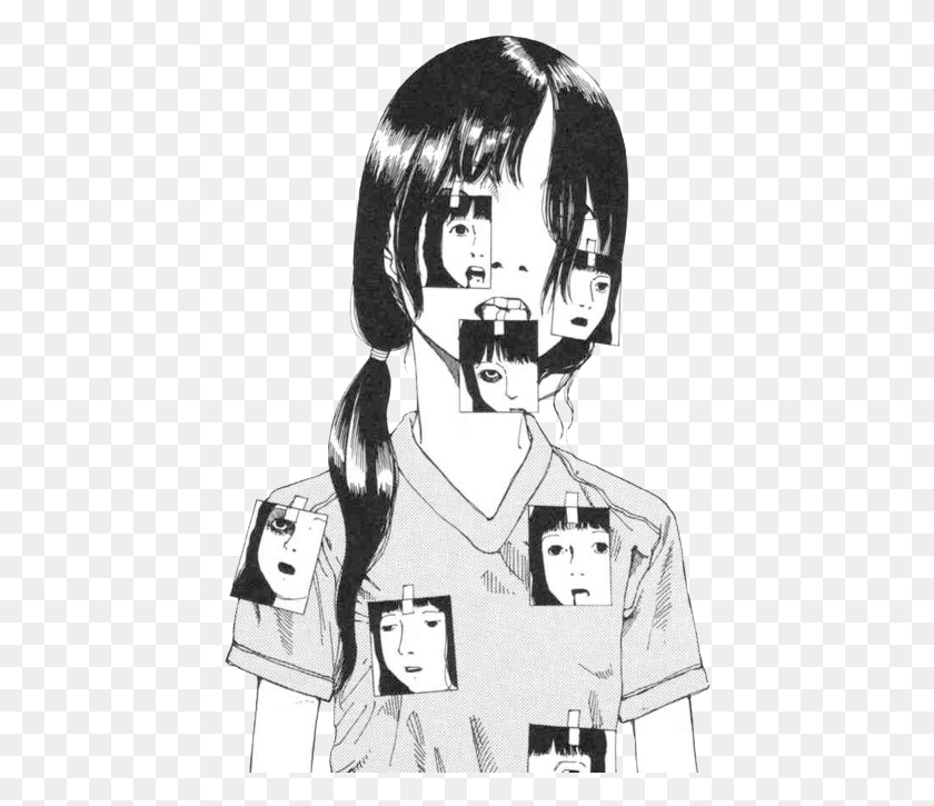 438x665 Scared Face Drawing Japanese Tumblr Japanese Art Shintaro Kago Art, Person, Human, Clothing HD PNG Download