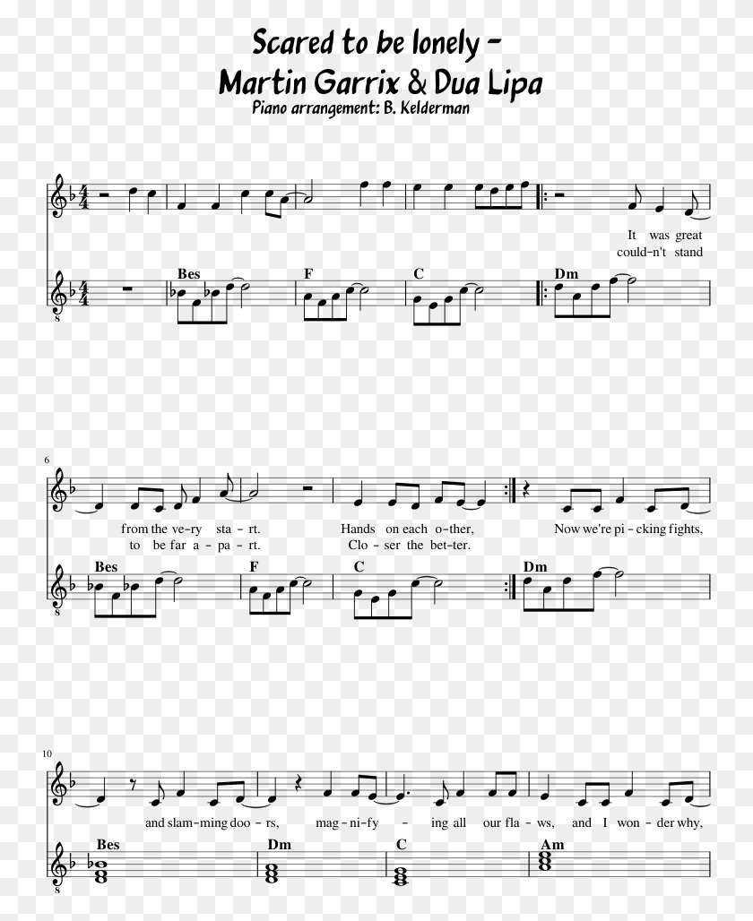 746x968 Scared To Be Lonely Scared To Be Lonely Piano Sheet Music, Gray, World Of Warcraft HD PNG Download