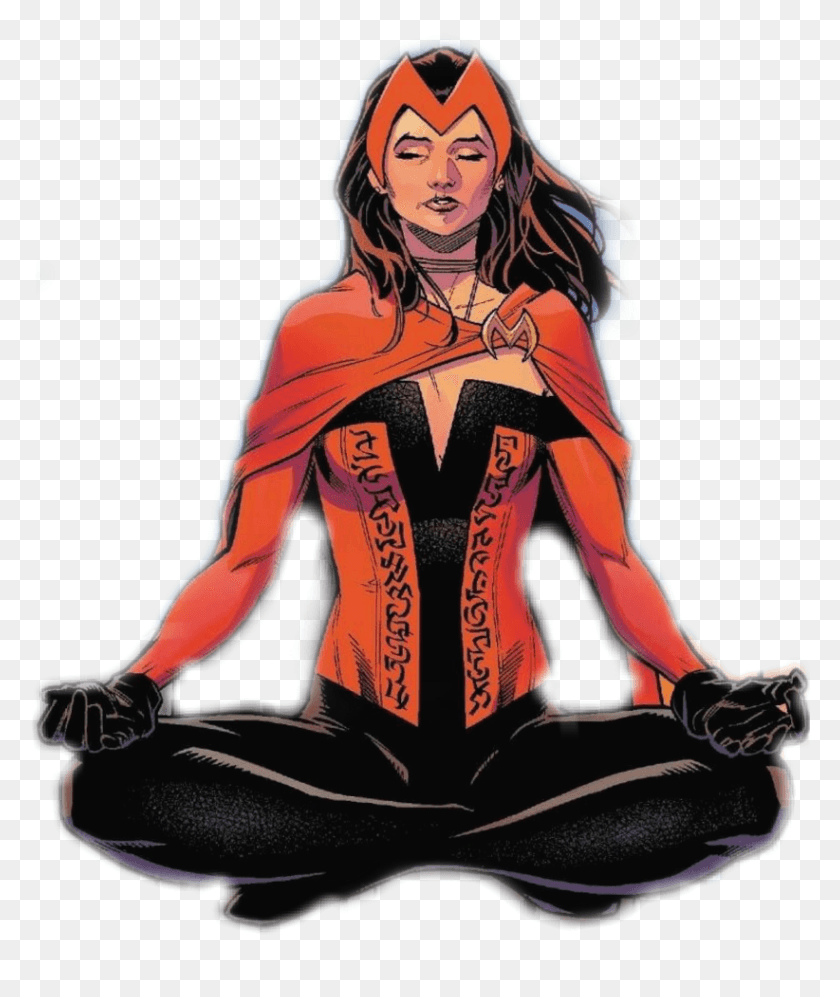 822x988 Scarletwitch Sticker Scarlet Witch Meditating, Person, Human, Book HD PNG Download