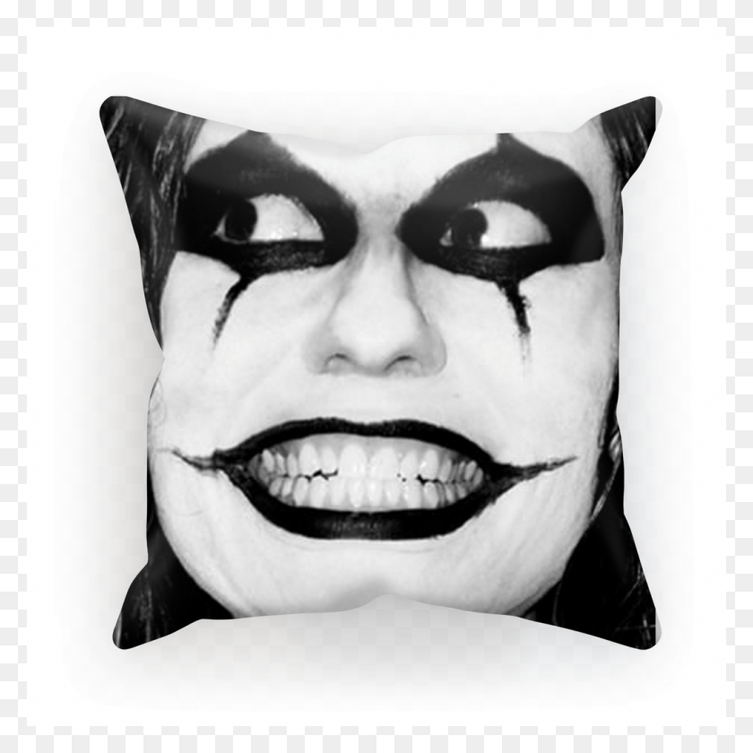 1024x1024 Scary Clown Face Cushion Crazy Women, Pillow, Face, Person HD PNG Download
