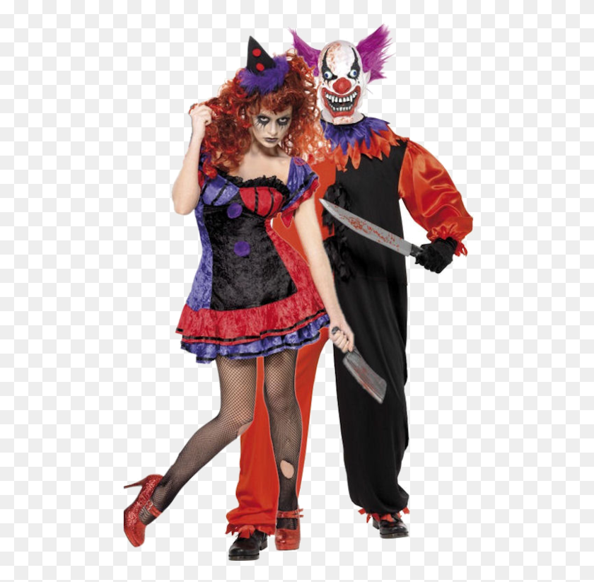 501x763 Scary Couple Clown Costumes Sc 1 St Meningrey Clown Couple Halloween Costume, Person, Human, Clothing HD PNG Download
