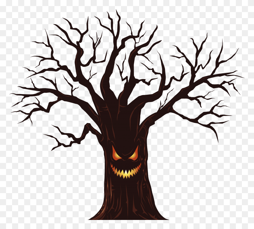 6033x5413 Scary Halloween Tree Clipart, Plant, Tree HD PNG Download