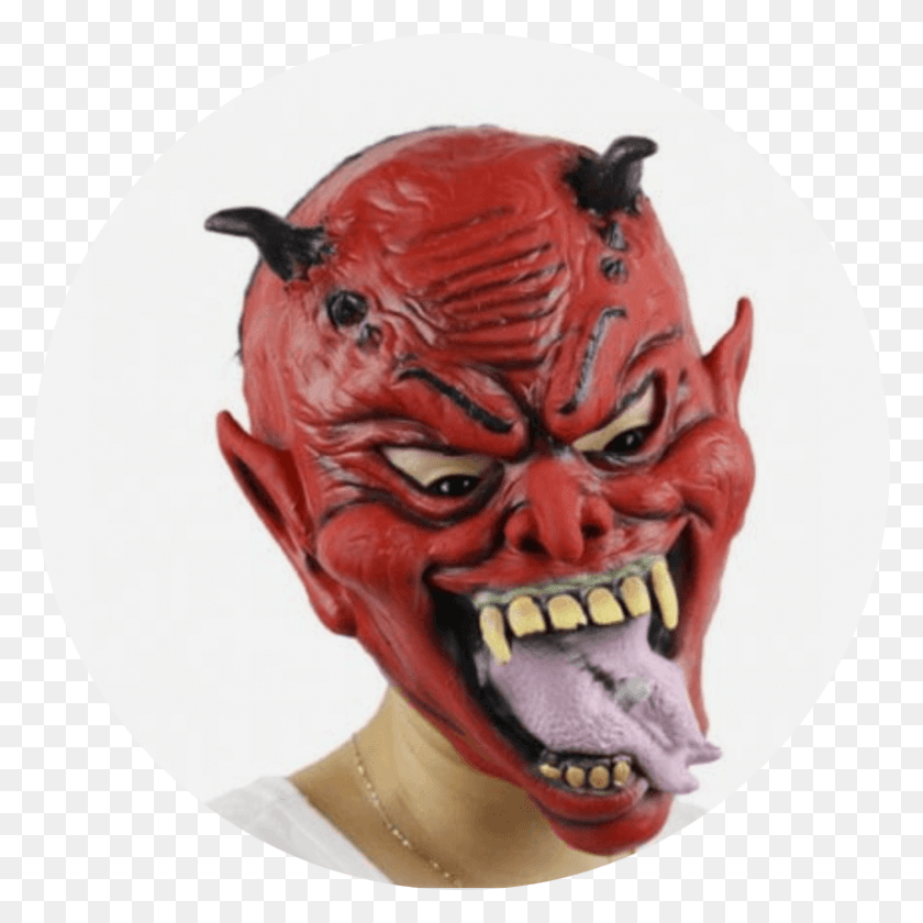 786x786 Descargar Png Scary Monster Latex Halloween Mask Satan Mask, Cabeza, Boca, Labio Hd Png